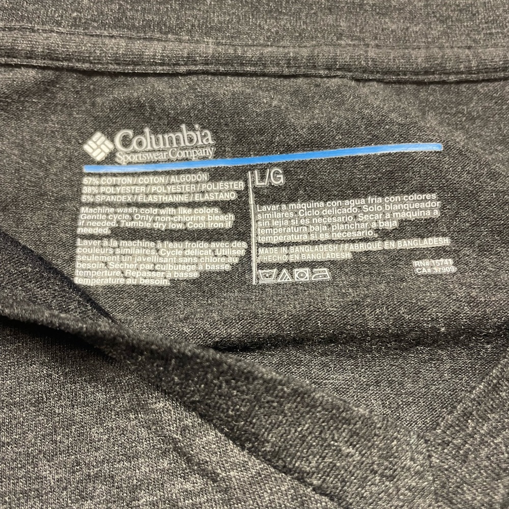 Mens Columbia V-neck Gray Short Sleeve T-Shirt Size L/G - Picture 3 of 5
